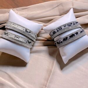 Express Silver and Black Animal Print Wrap Bracelets
